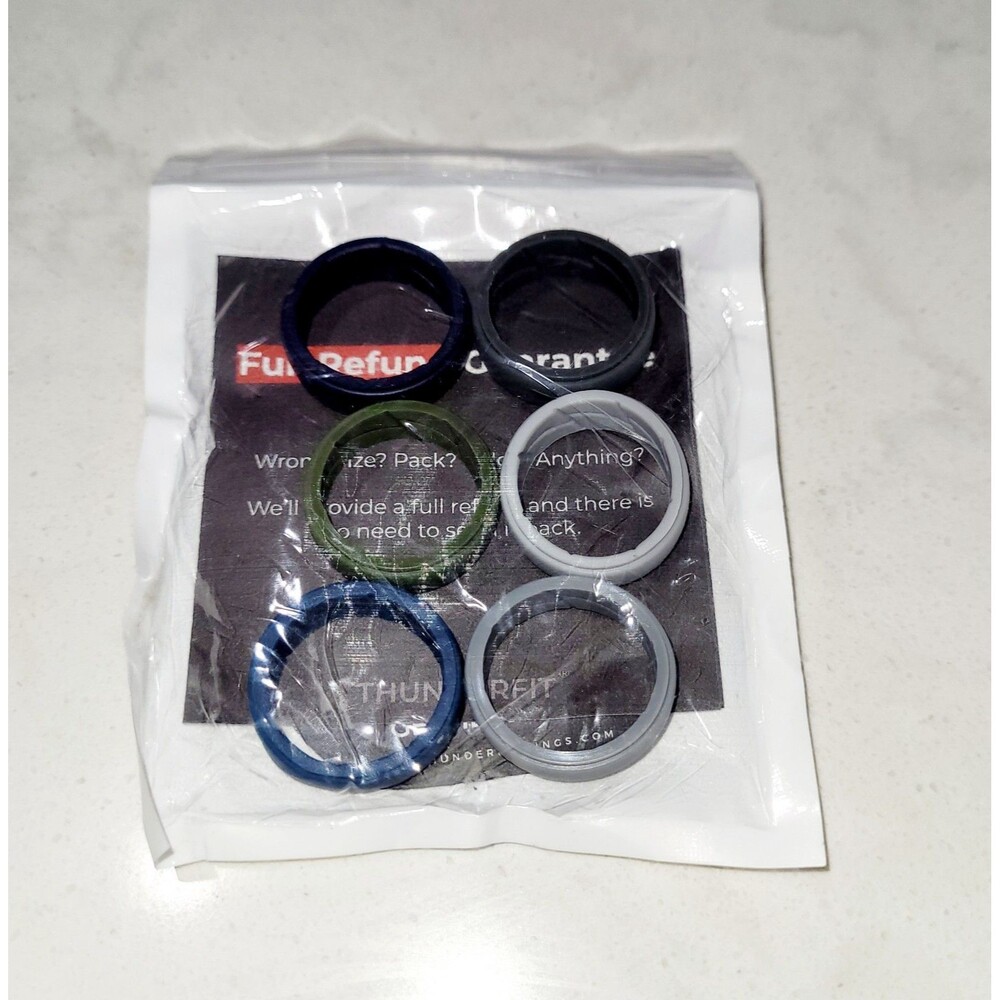 ThunderFit Silicone Born Victorious Men's Rings Set Of 6 Size 11 NEW